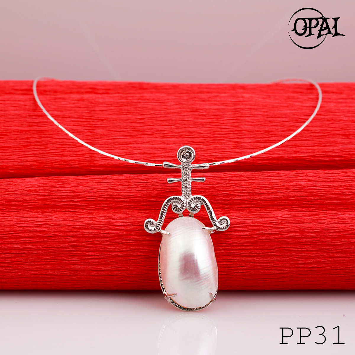 PP31- Dây chuyền bạc kèm mặt Ngọc Trai OPAL