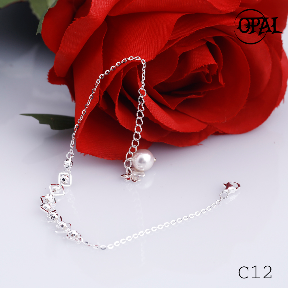 C12 - Lắc tay bạc đính Ngọc Trai OPAL