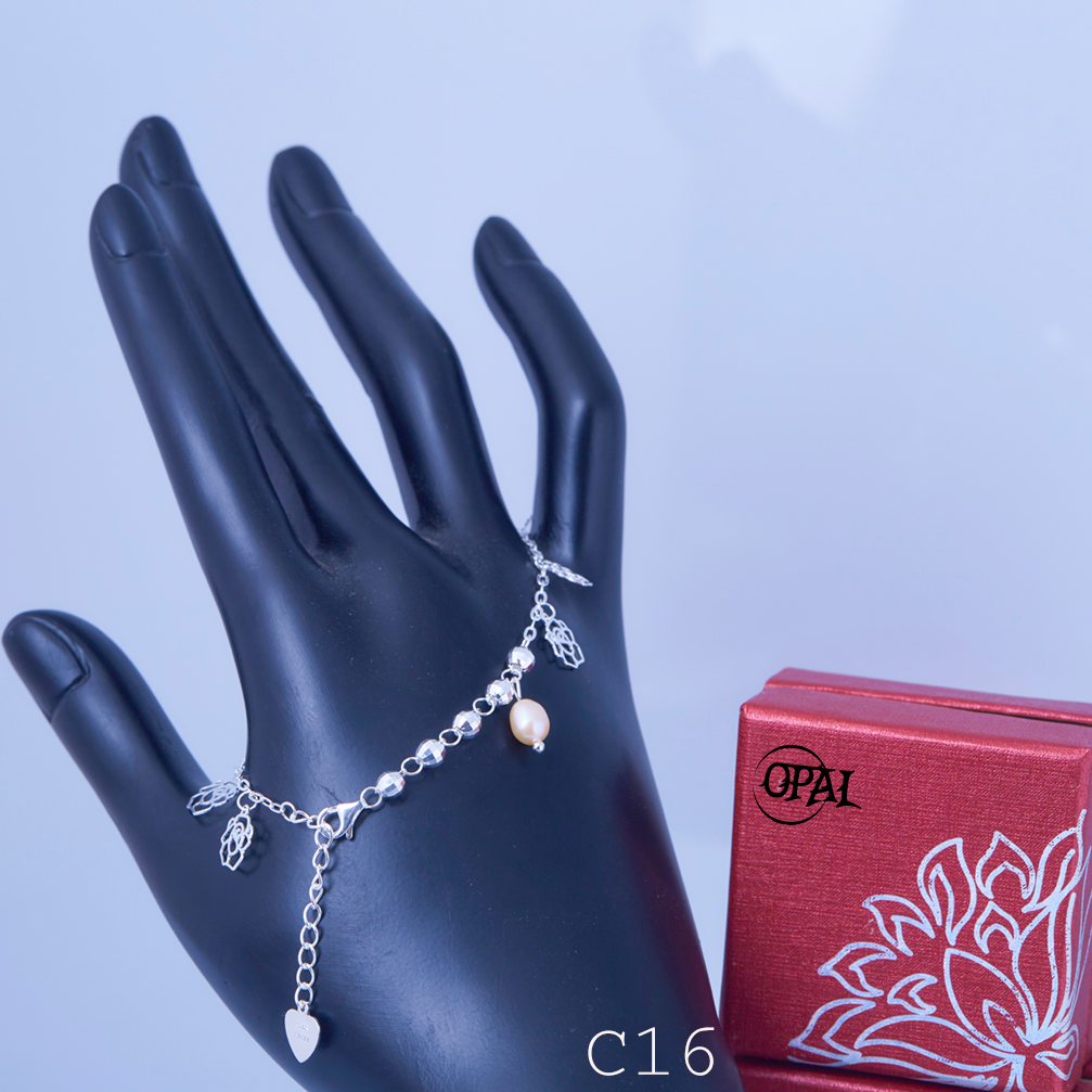 C16 - Lắc tay bạc đính Ngọc Trai OPAL