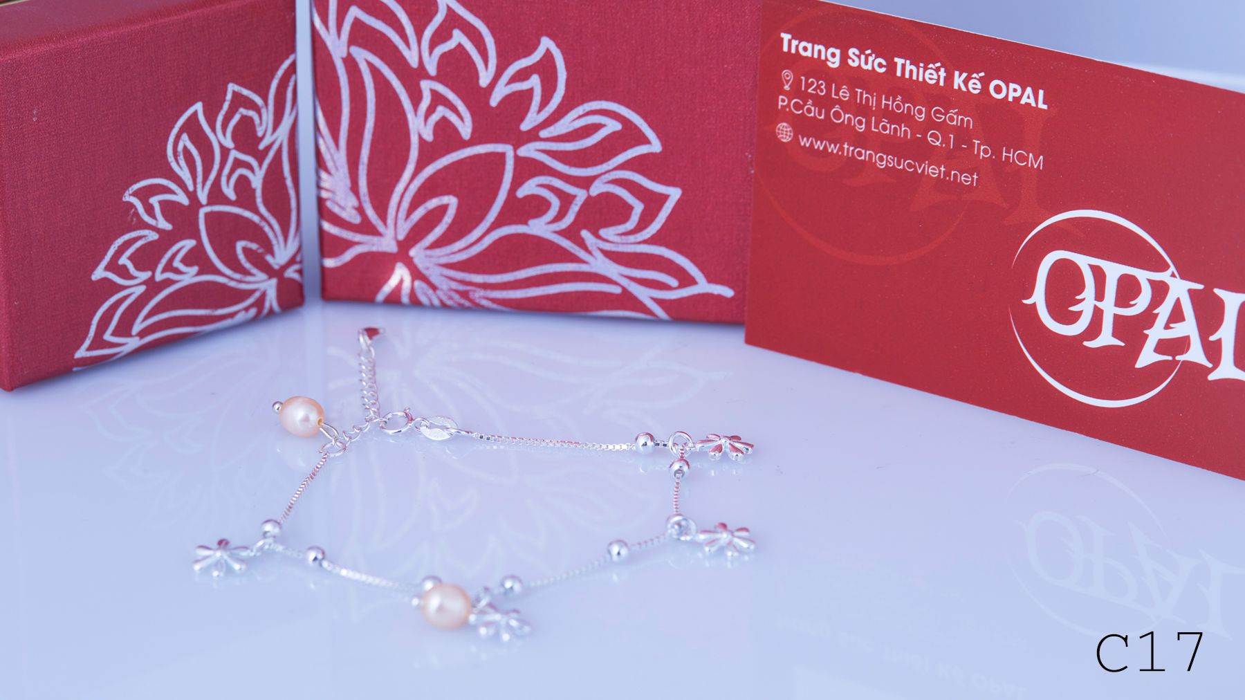 C17 - Lắc tay bạc đính Ngọc Trai OPAL