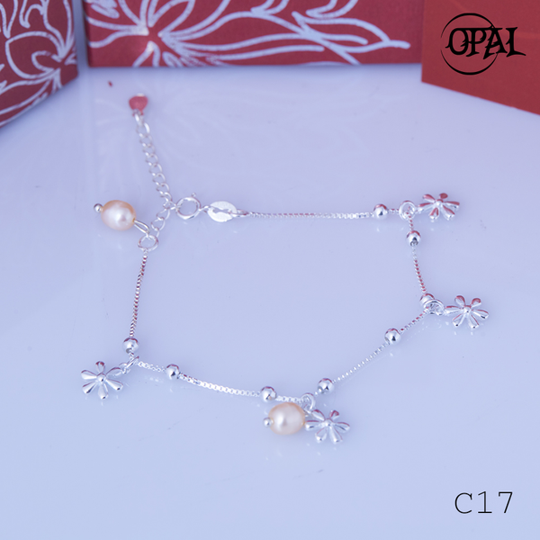  C17 - Lắc tay bạc đính Ngọc Trai OPAL 