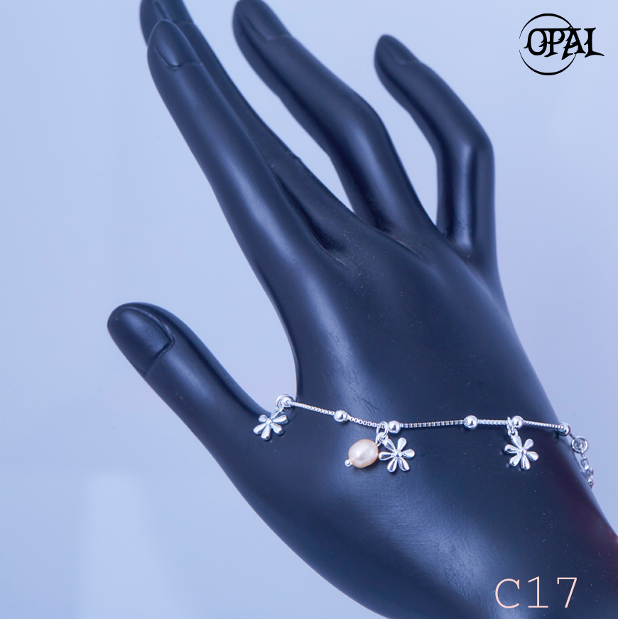 C17 - Lắc tay bạc đính Ngọc Trai OPAL
