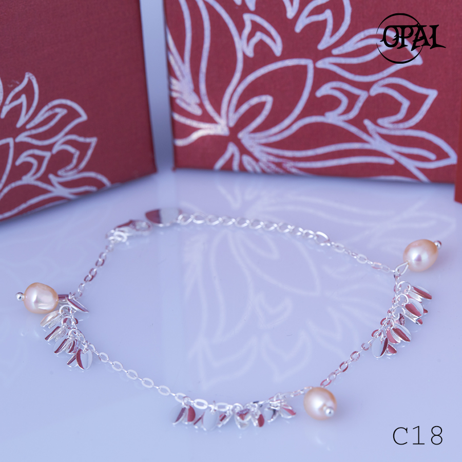 C18 - Lắc tay bạc đính Ngọc Trai OPAL