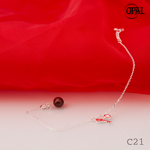  C21- Lắc tay bạc đính Ngọc Trai OPAL 