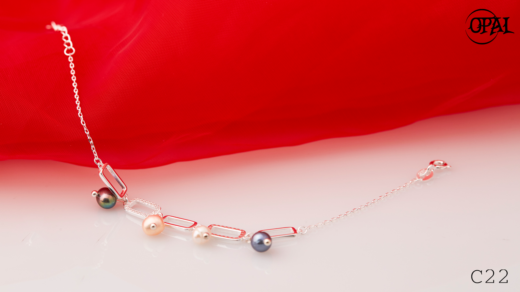 C22- Lắc tay bạc đính Ngọc Trai OPAL