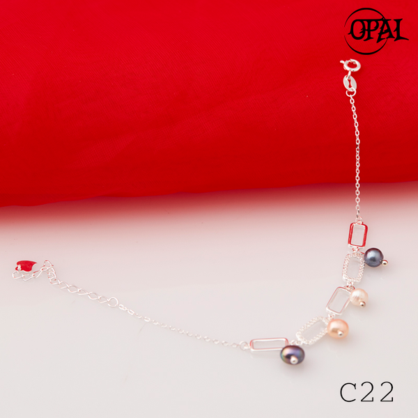  C22- Lắc tay bạc đính Ngọc Trai OPAL 