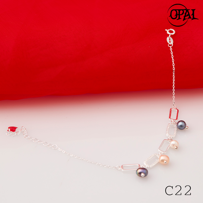 C22- Lắc tay bạc đính Ngọc Trai OPAL