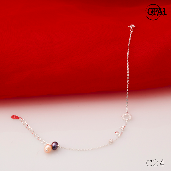  C24- Lắc tay bạc đính Ngọc Trai OPAL 