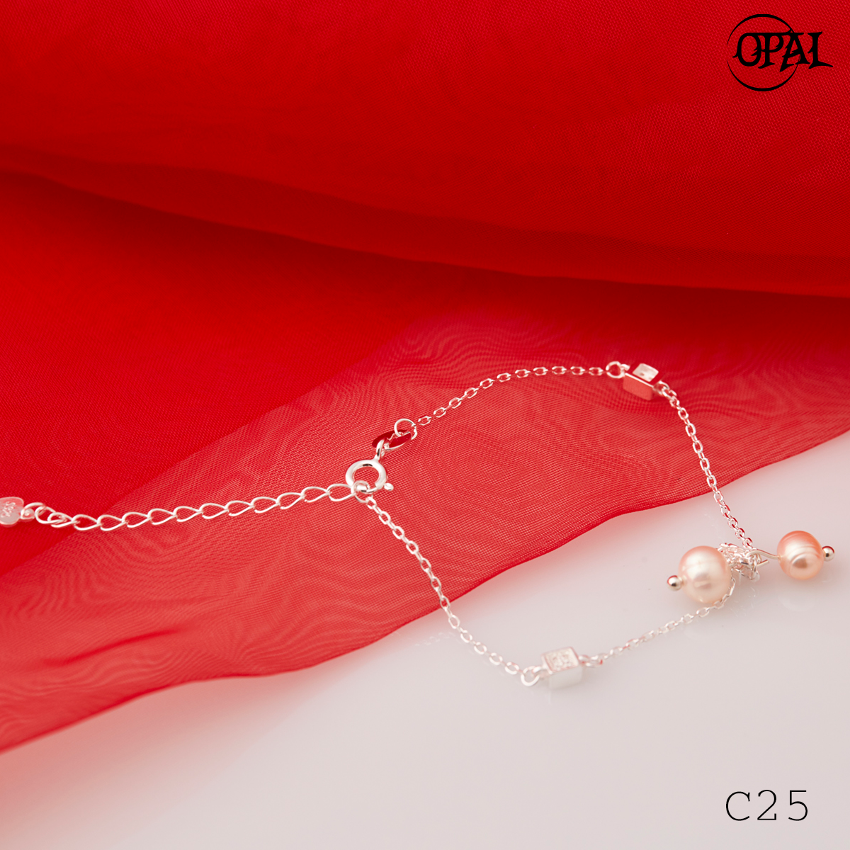 C25- Lắc tay bạc đính Ngọc Trai OPAL