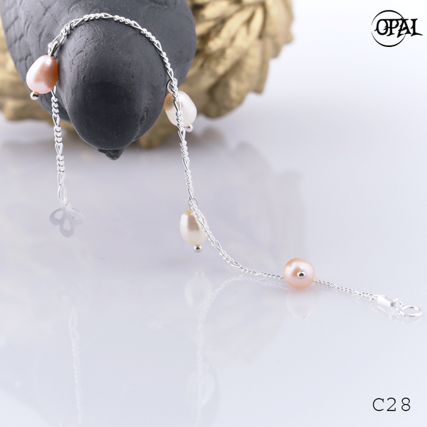  C28- Lắc tay bạc đính Ngọc Trai OPAL 