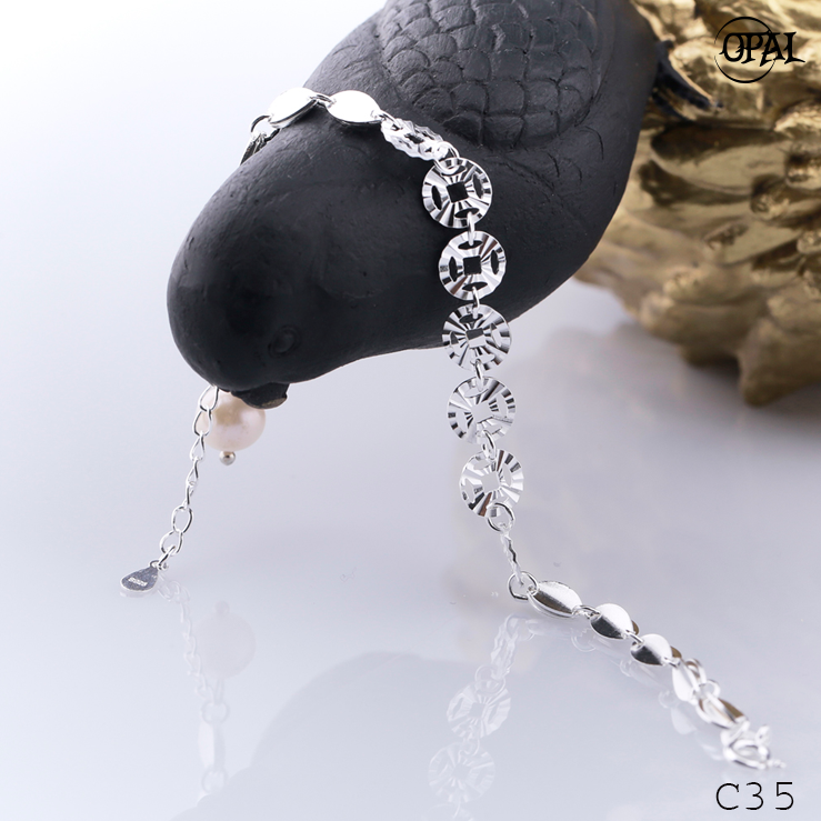 C35- Lắc tay bạc đính Ngọc Trai OPAL