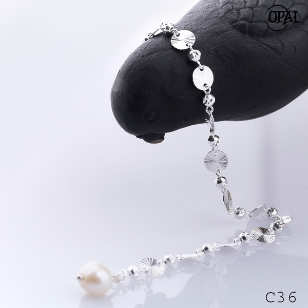  C36- Lắc tay bạc đính Ngọc Trai OPAL 