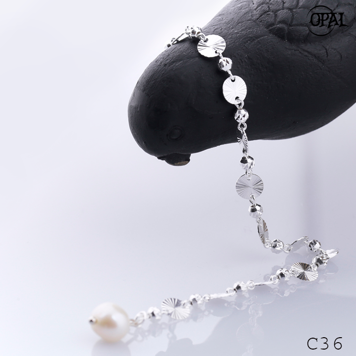 C36- Lắc tay bạc đính Ngọc Trai OPAL