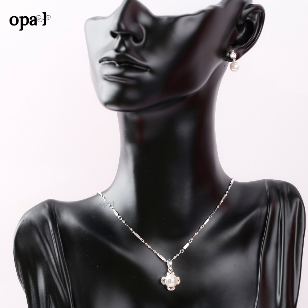 Bộ dây chuyền và hoa tai ngọc trai thương hiệu Opal HT2