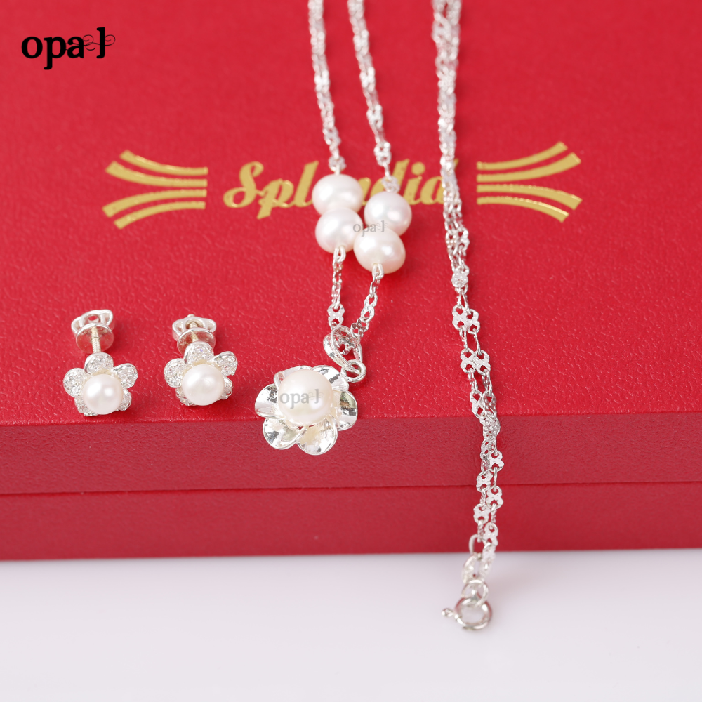  Bộ dây chuyền và hoa tai ngọc trai thương hiệu Opal HT2 