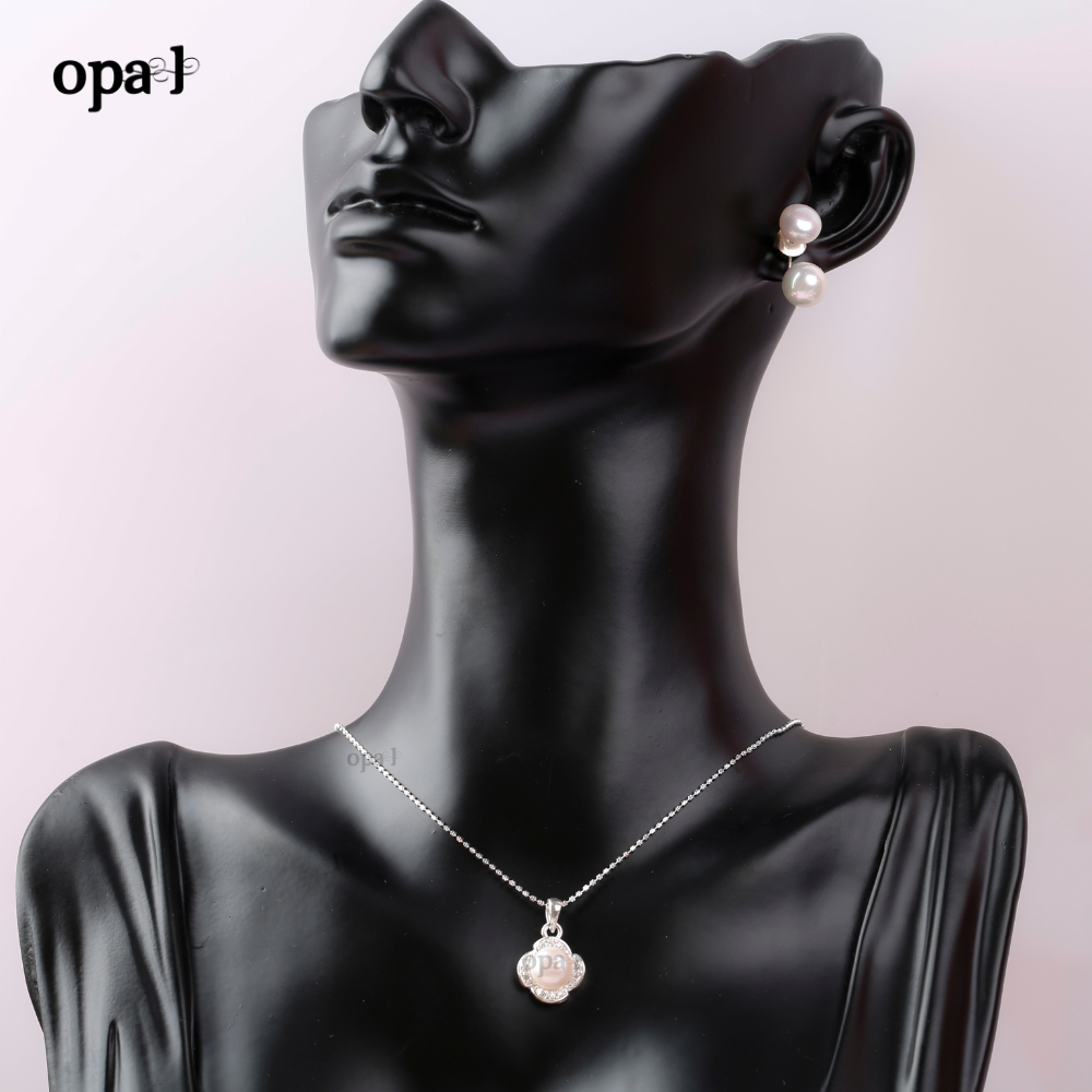 Bộ dây chuyền và hoa tai ngọc trai thương hiệu Opal HT2