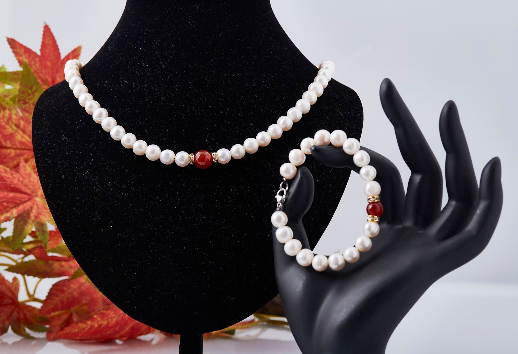 Bộ Ngọc Trai Đính Ngọc Đỏ May Mắn DLX-4