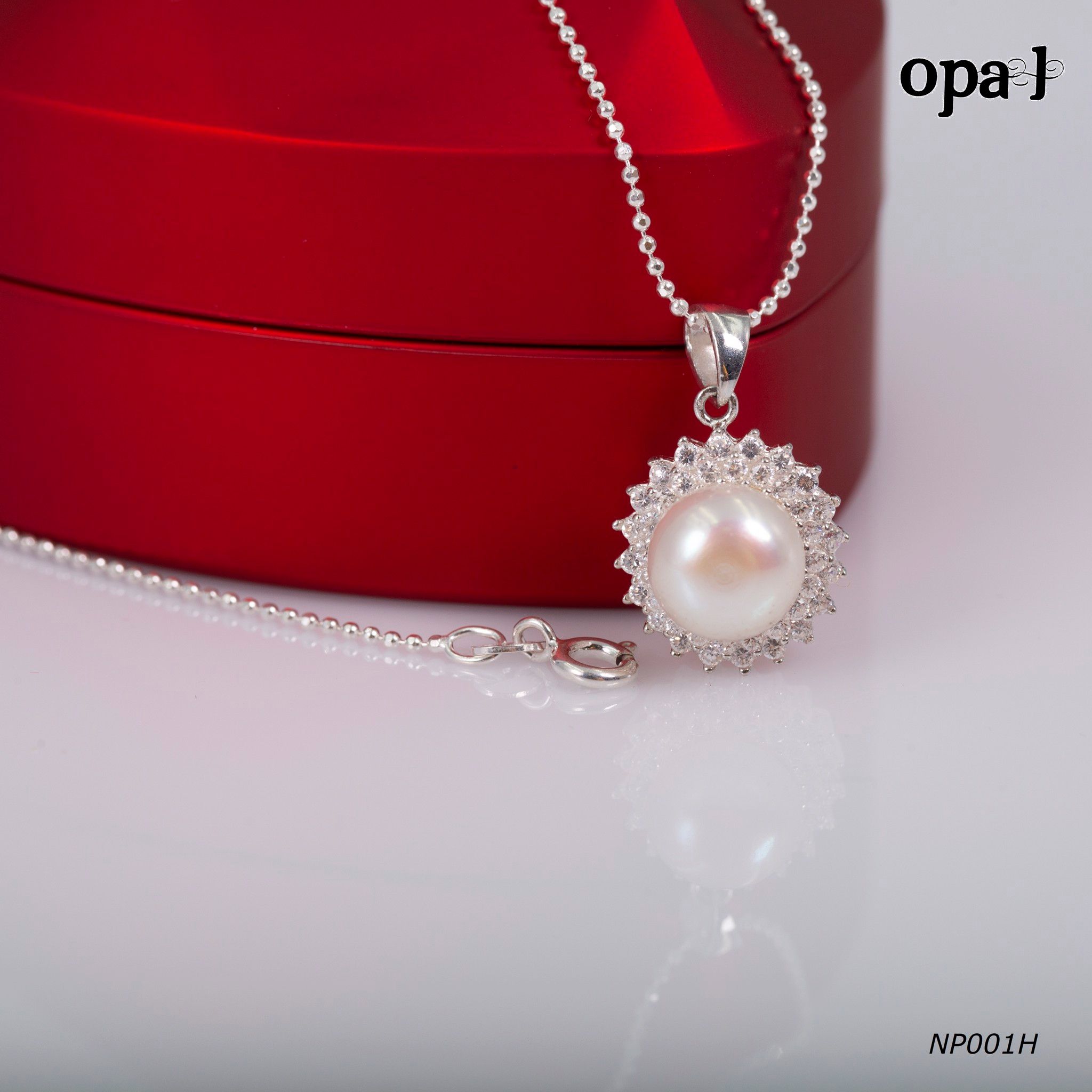 NP001H - Dây chuyền bạc kèm mặt ngọc trai OPAL