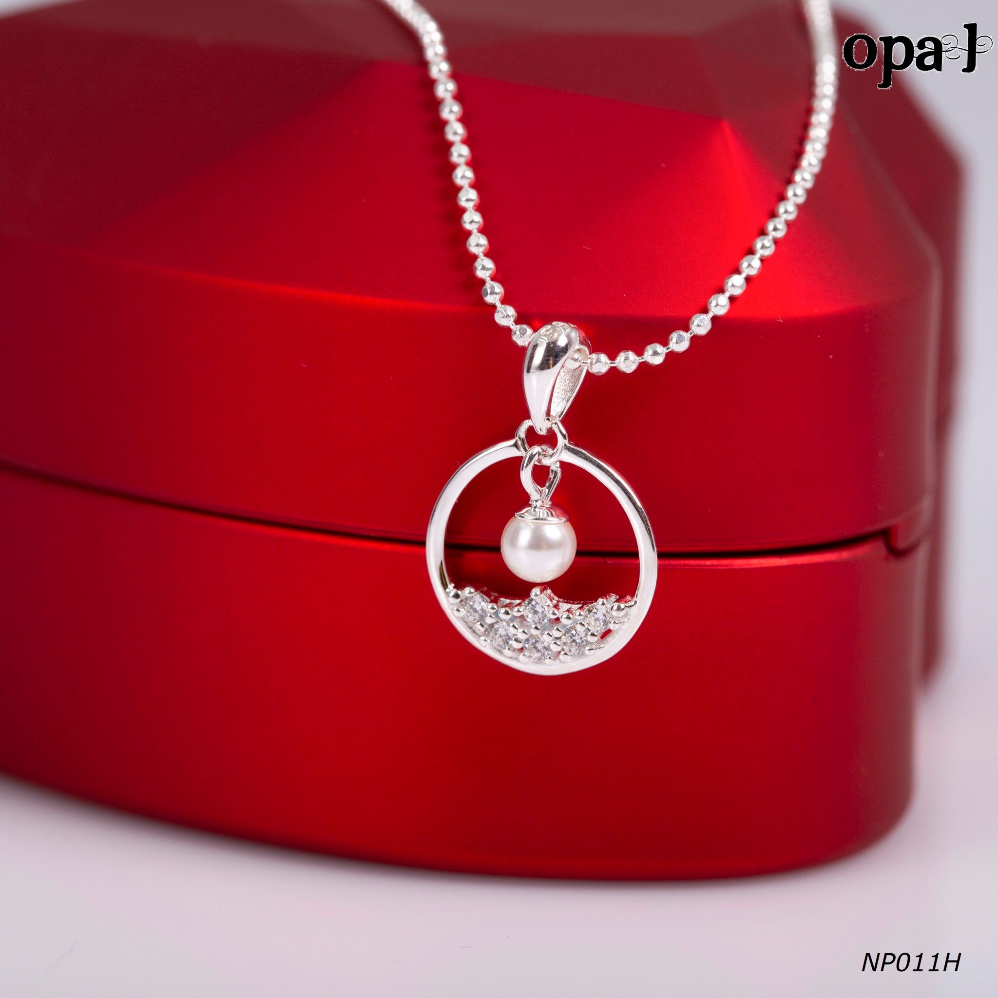 NP011H -Dây chuyền bạc kèm mặt ngọc trai OPAL