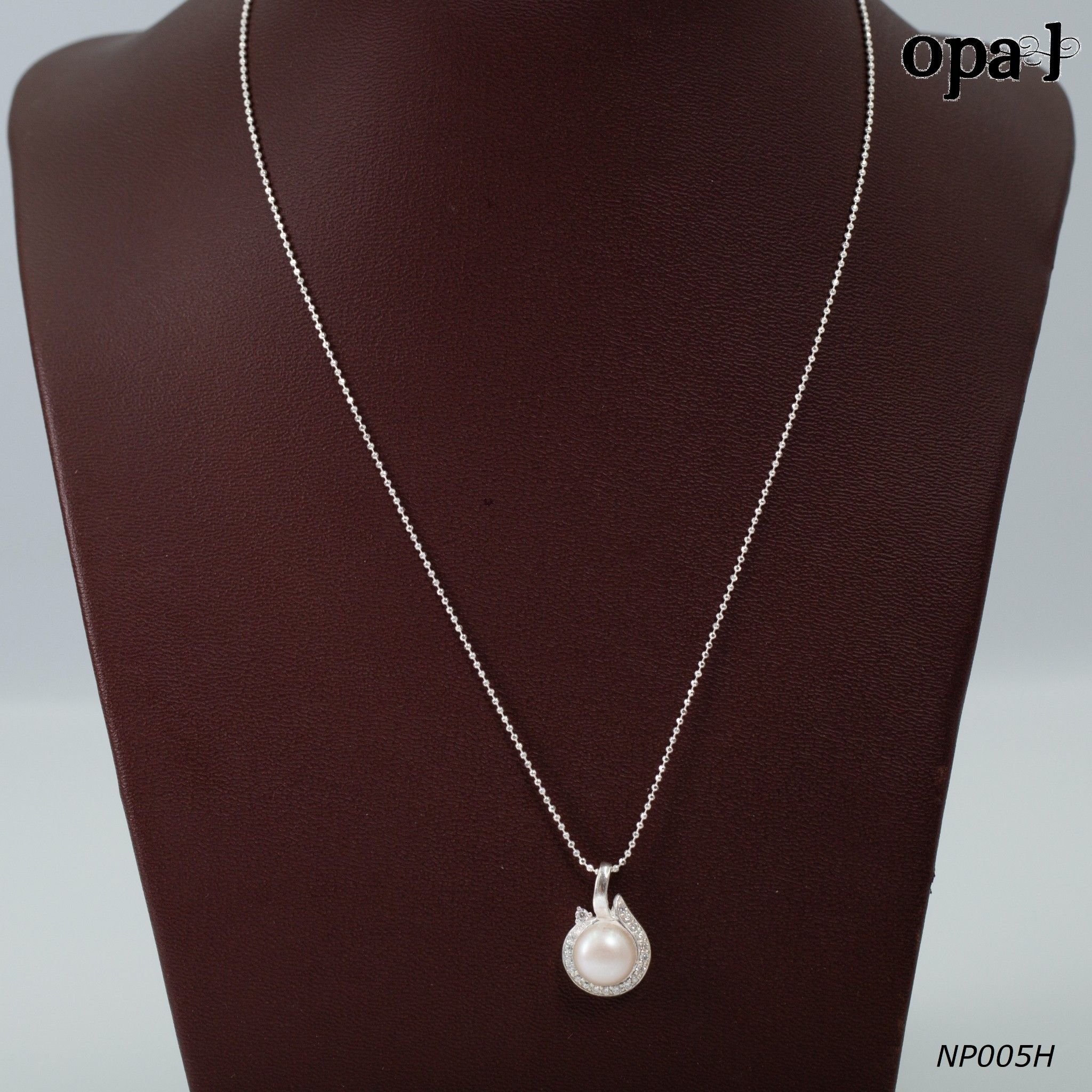NP005H -Dây chuyền bạc kèm mặt ngọc trai OPAL