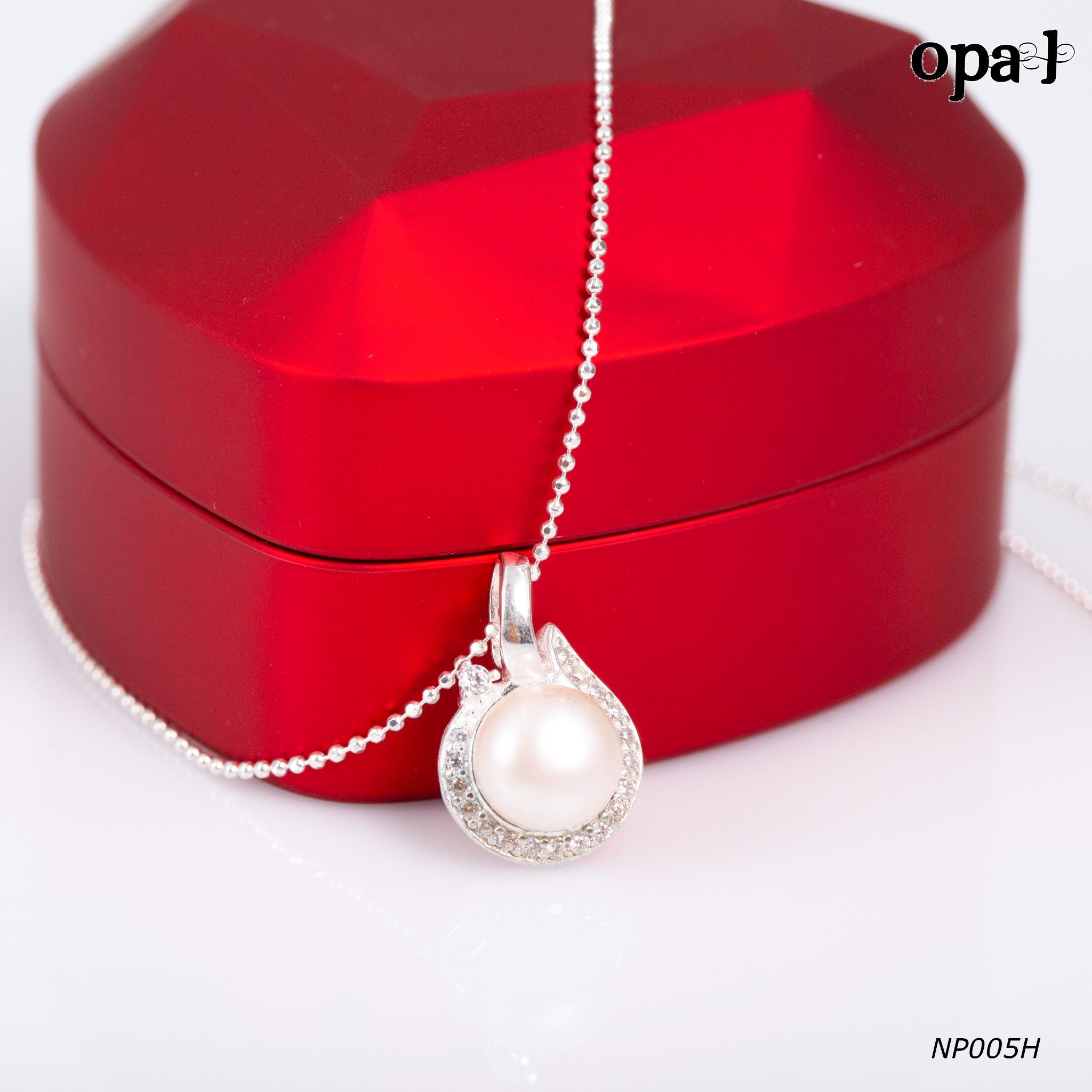 NP005H -Dây chuyền bạc kèm mặt ngọc trai OPAL