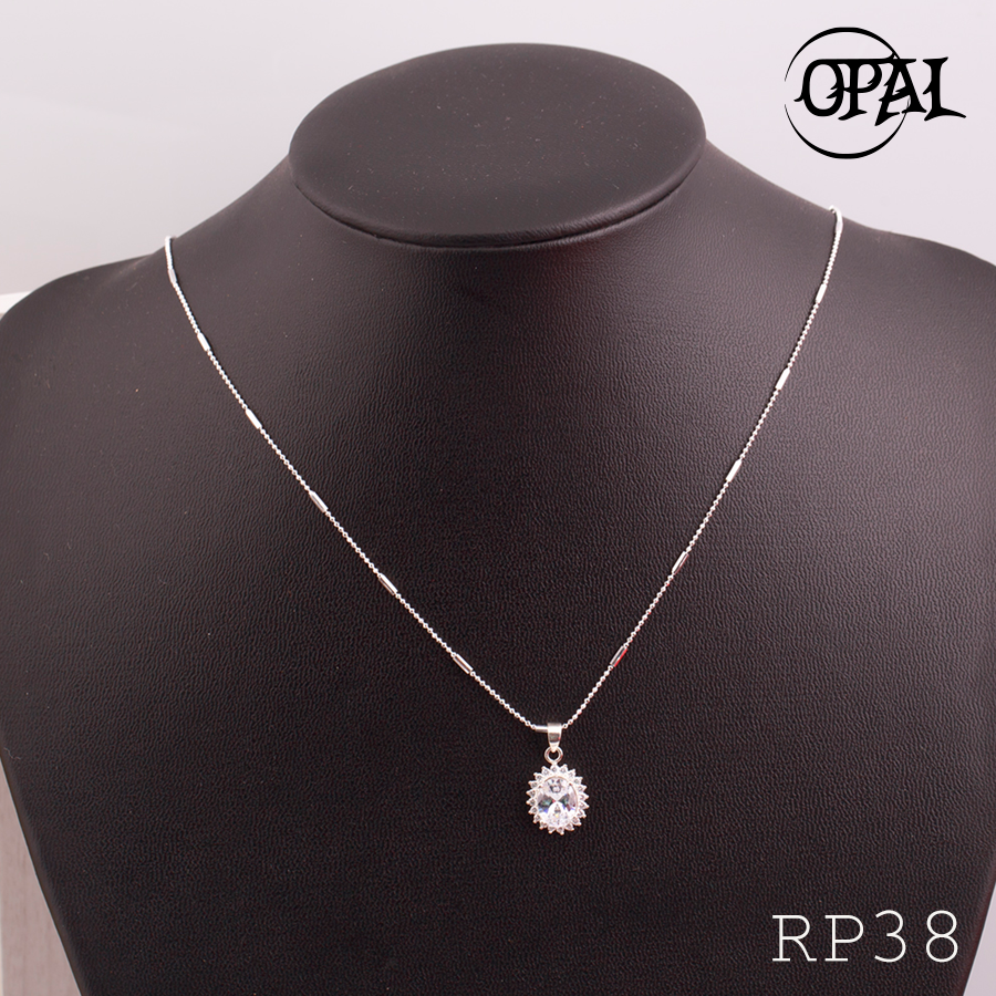 RP38-Bộ mặt và dây chuyền bạc đính đá ross Opal