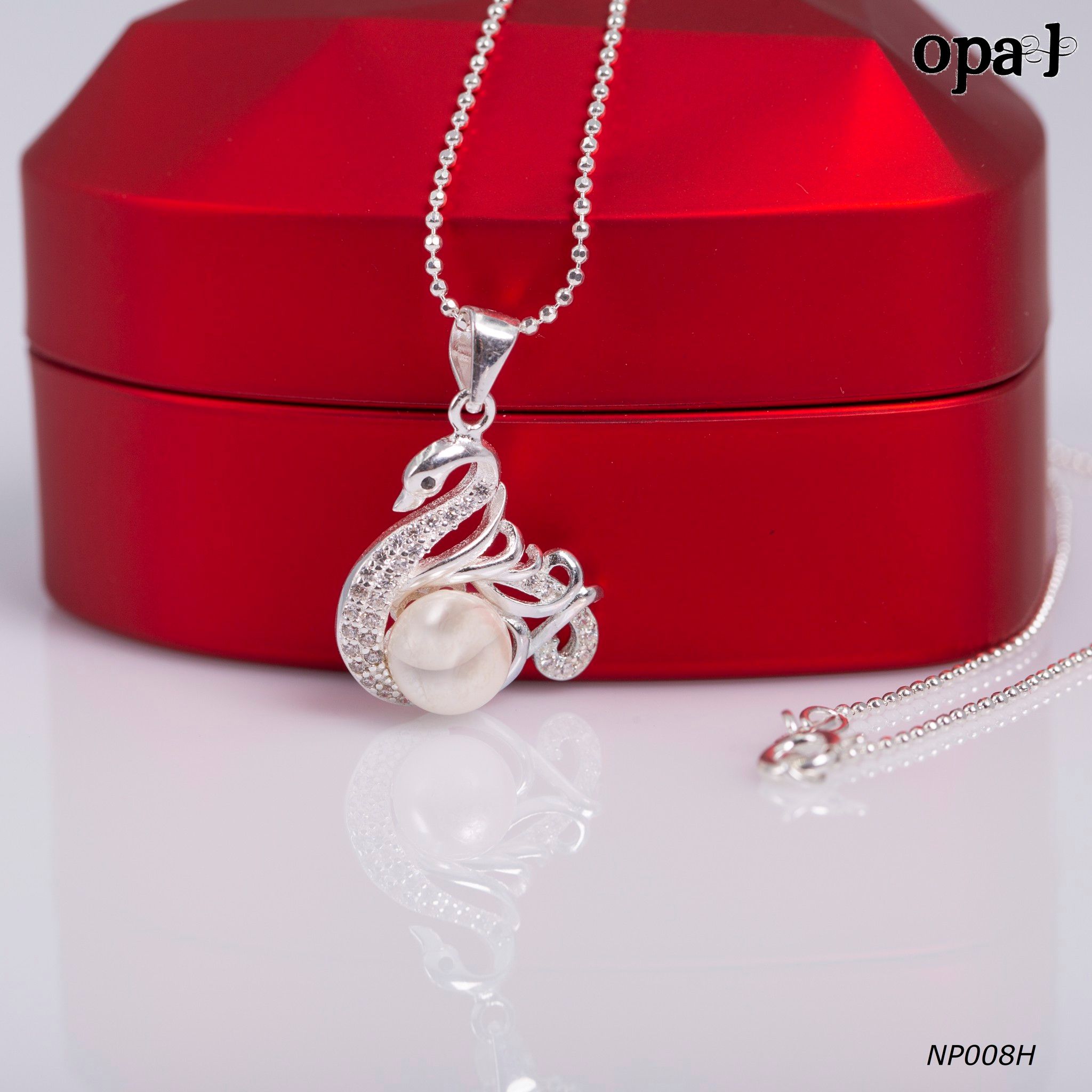 NP008H -Dây chuyền bạc kèm mặt ngọc trai OPAL