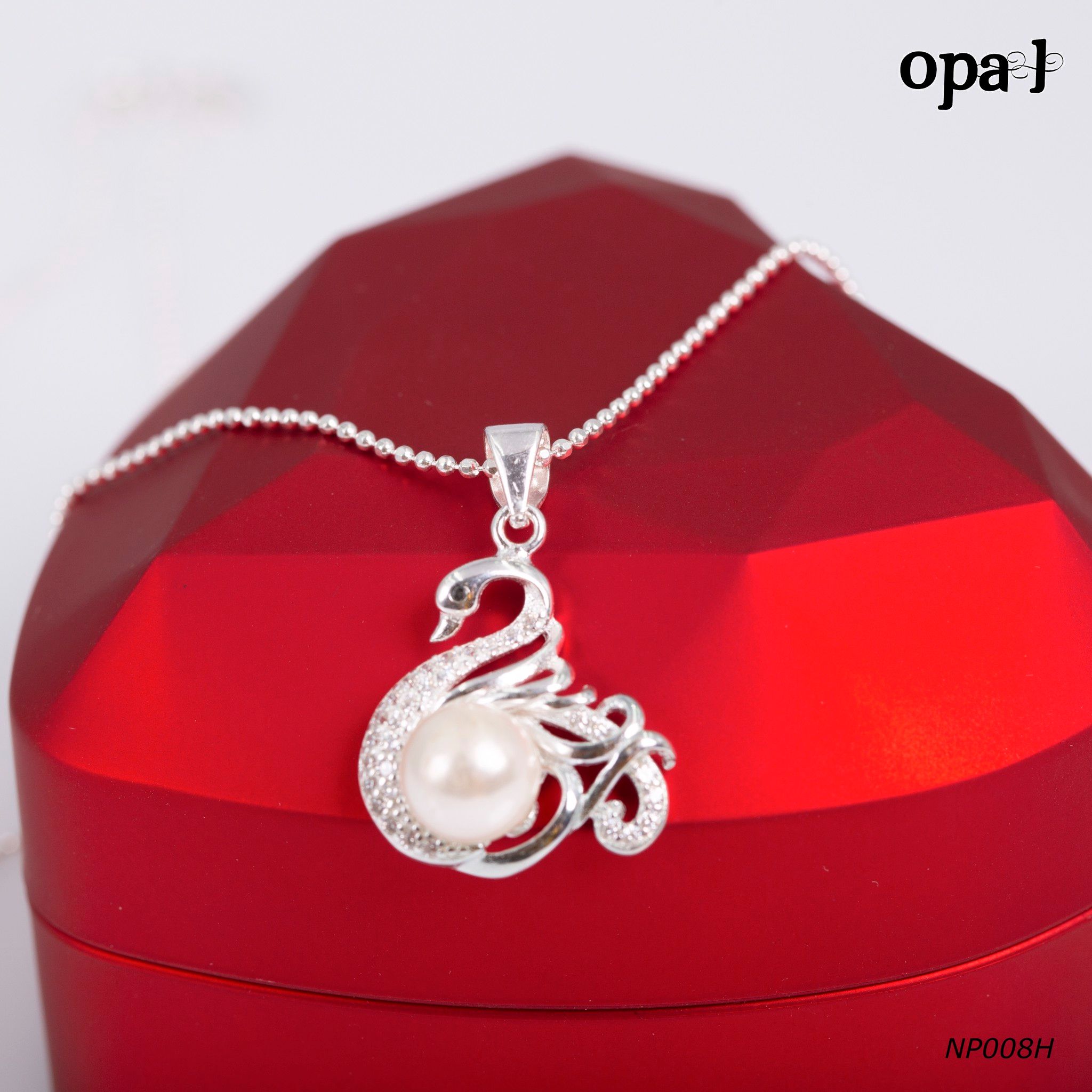 NP008H -Dây chuyền bạc kèm mặt ngọc trai OPAL