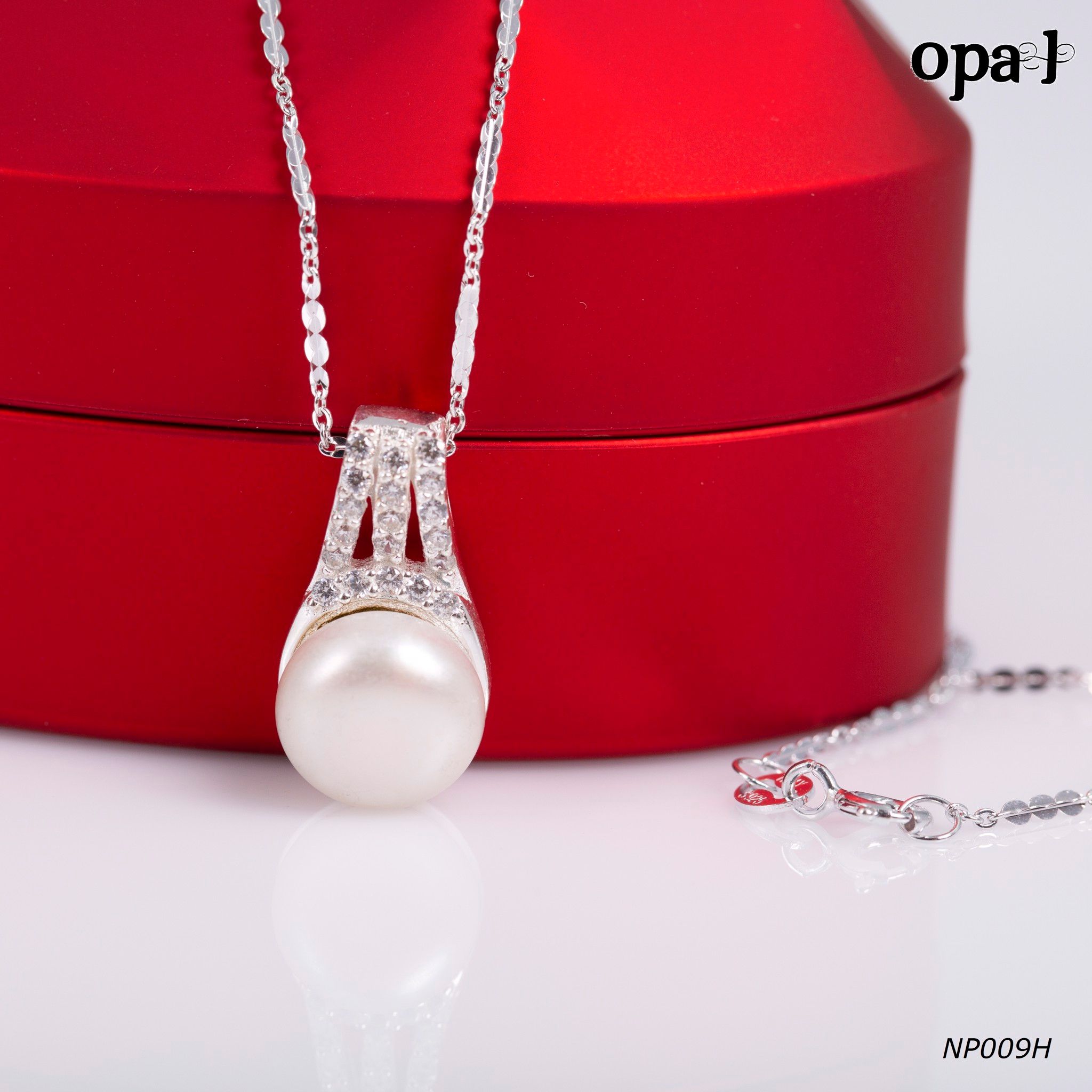 NP009H -Dây chuyền bạc kèm mặt ngọc trai OPAL