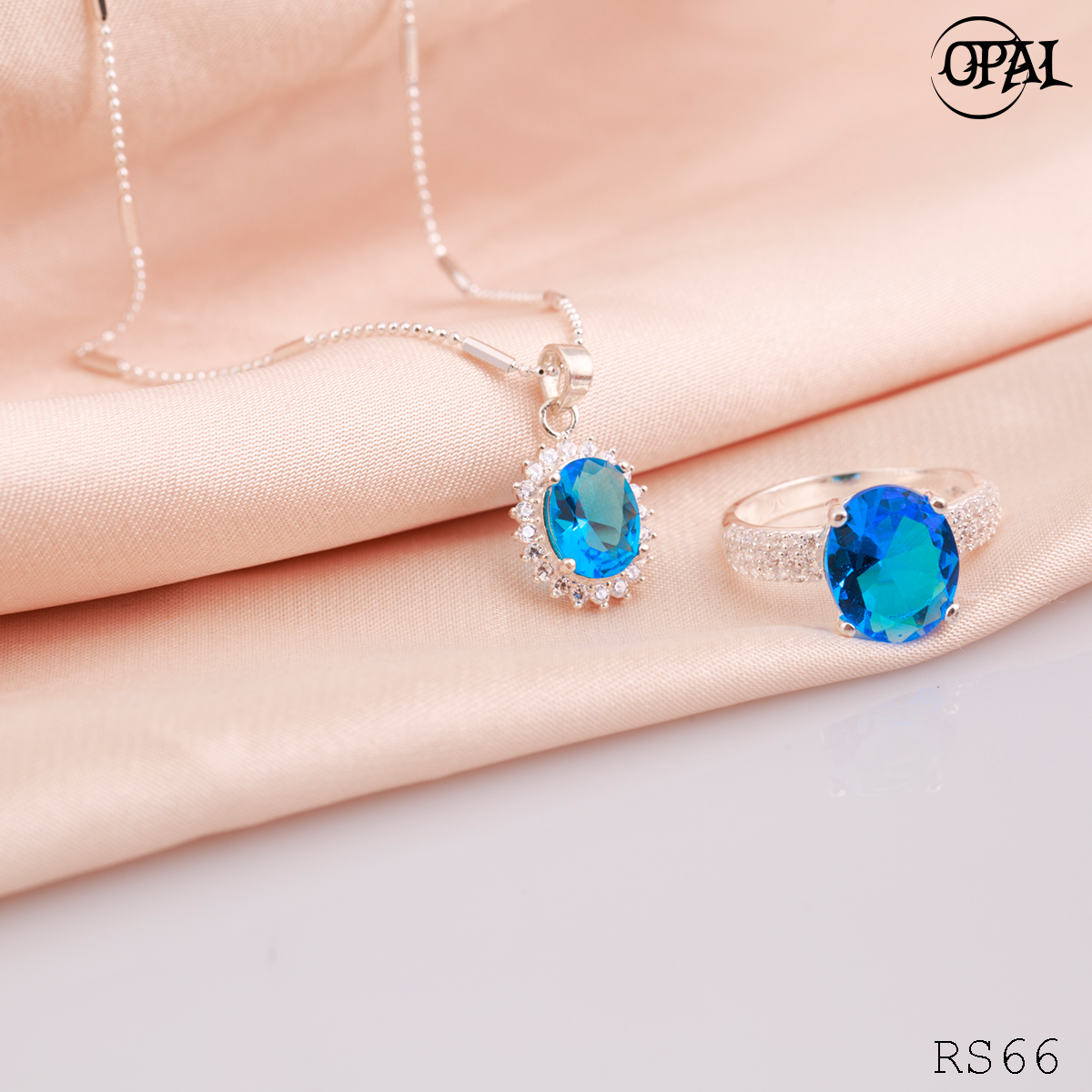 RS66- Bộ trang sức bạc đính đá ross OPAL