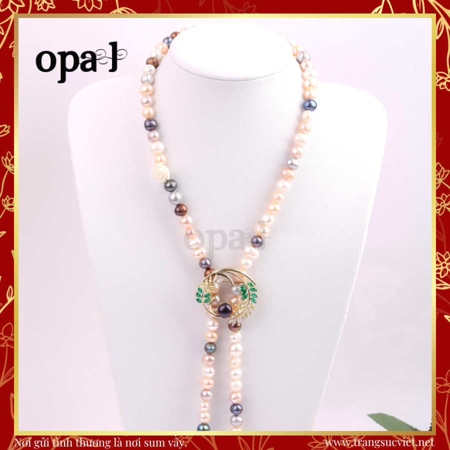 Vòng cổ Ngọc trai đa màu kết hợp Cài áo phong cách mới Opal