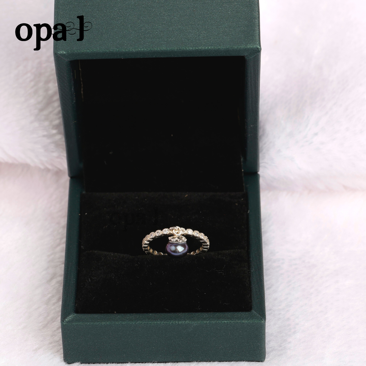  Nhẫn bạc nữ đính đá Ross + Ngọc trai  thương hiệu  Opal 