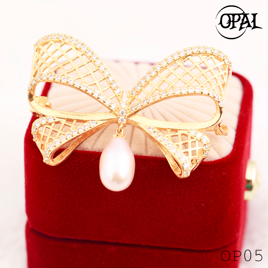 OP05 - Cài áo đính ngọc trai OPAL