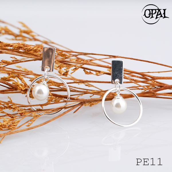  PE11- Hoa tai bạc đính ngọc trai OPAL 