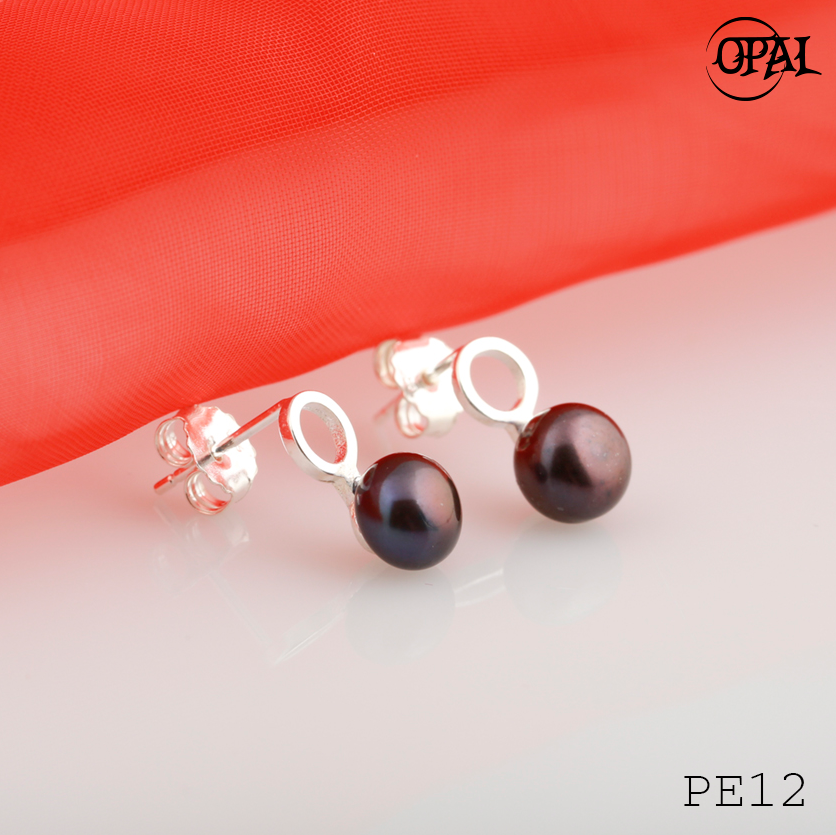 PE12- Hoa tai bạc đính ngọc trai OPAL