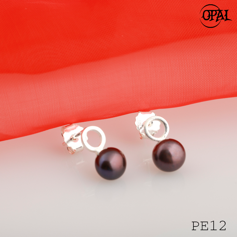 PE12- Hoa tai bạc đính ngọc trai OPAL