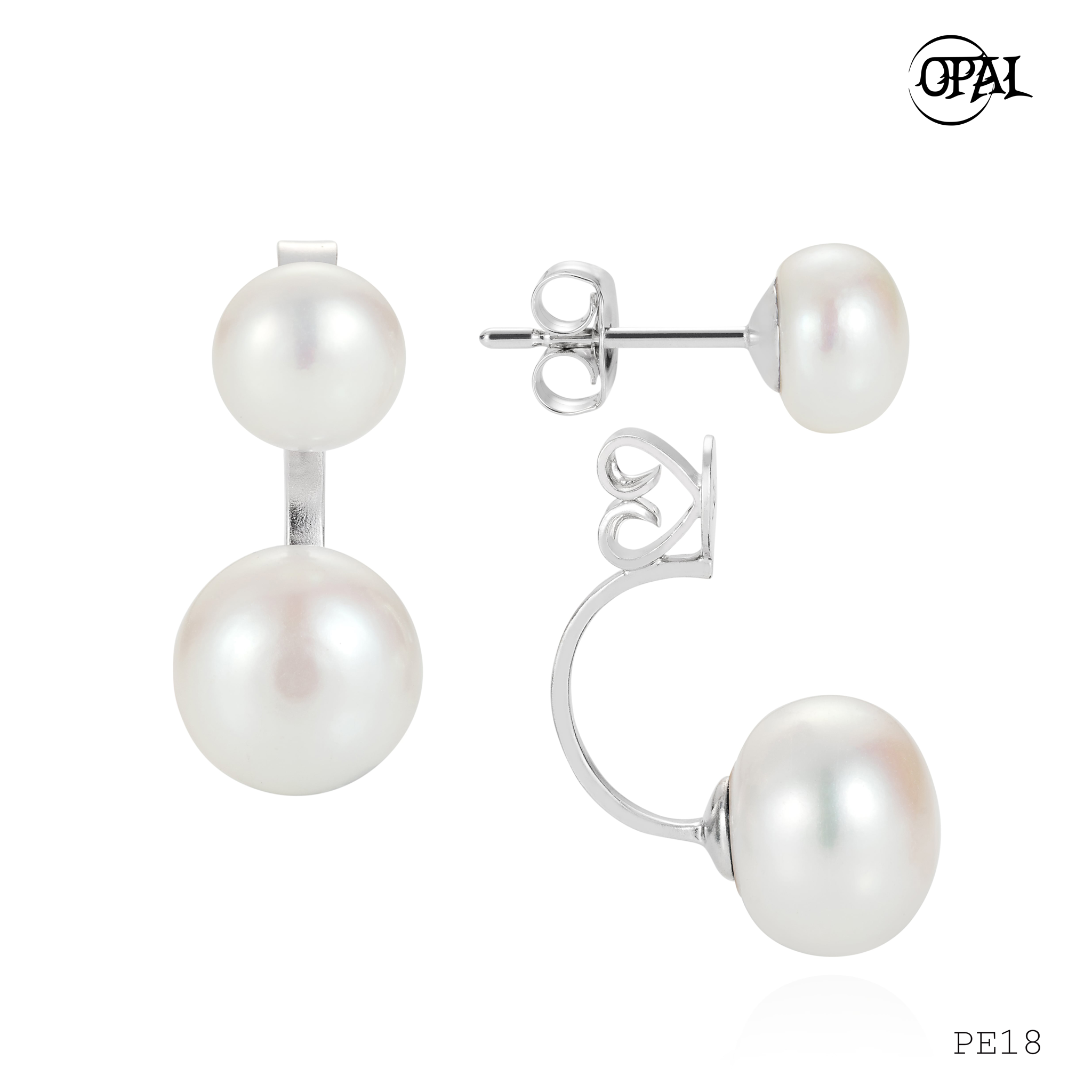 PE18- Hoa tai ngọc trai 2in1 OPAL