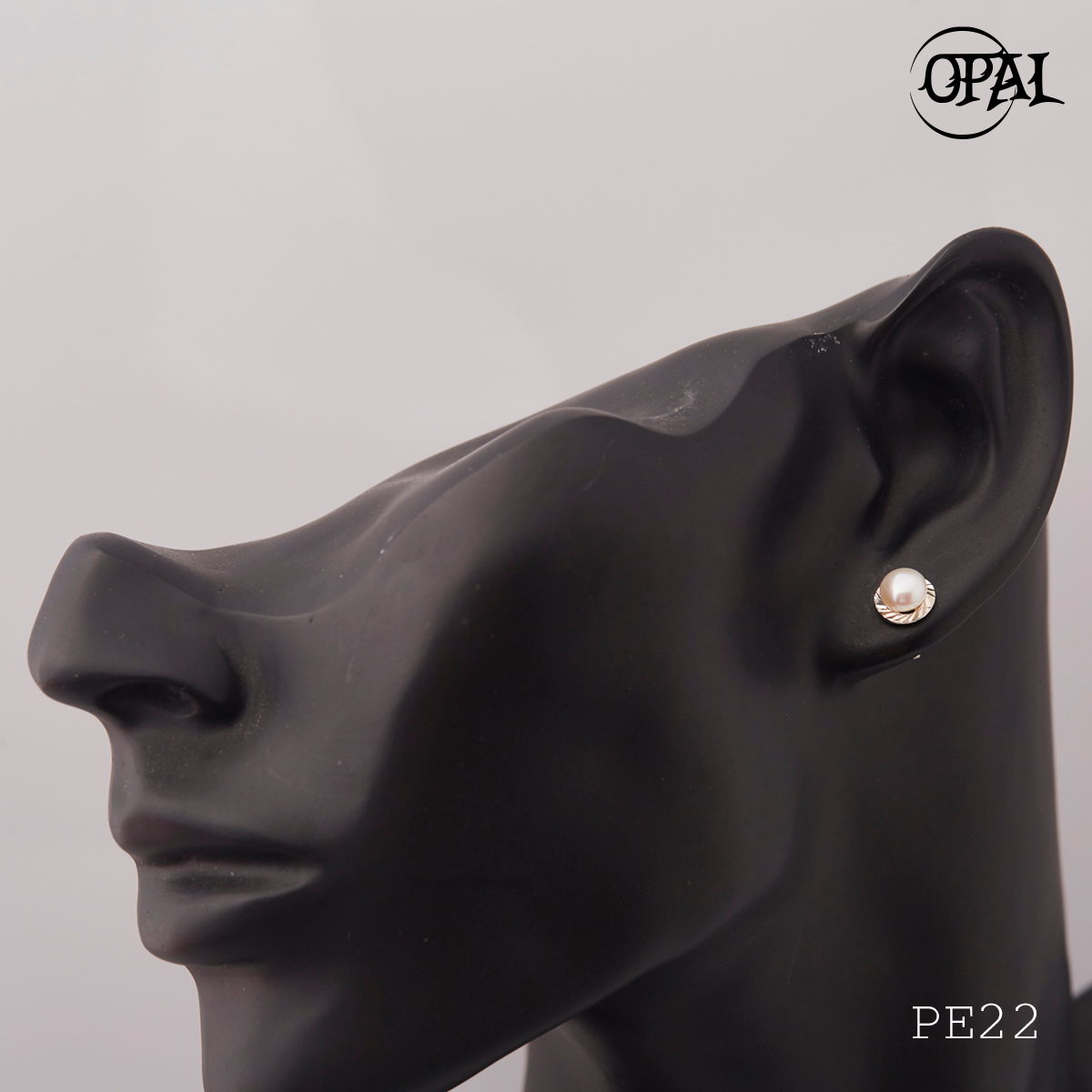 PE22- Hoa tai bạc đính ngọc trai OPAL