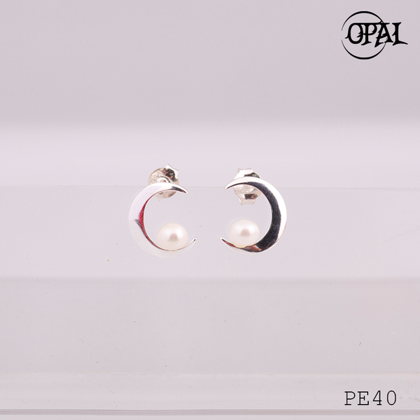  PE40 - Hoa tai bạc đính ngọc trai OPAL 