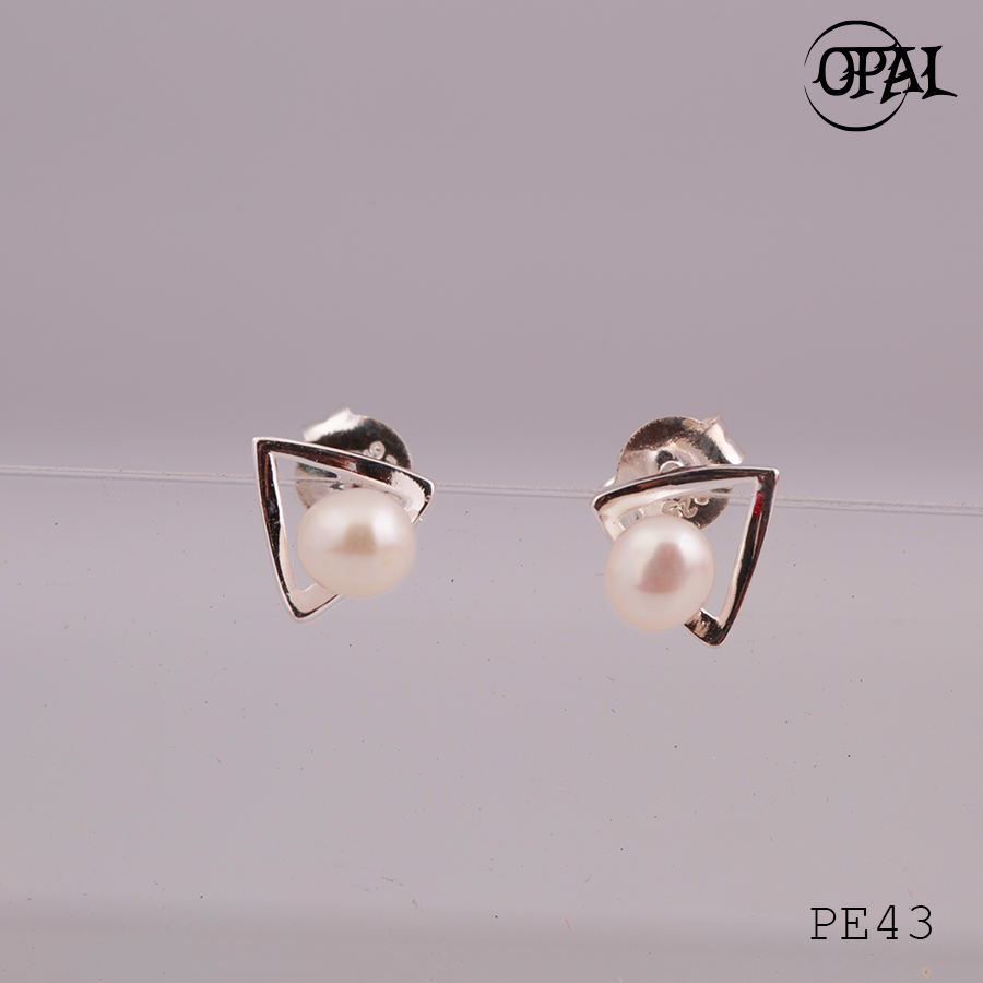 PE43 - Hoa tai bạc đính ngọc trai OPAL