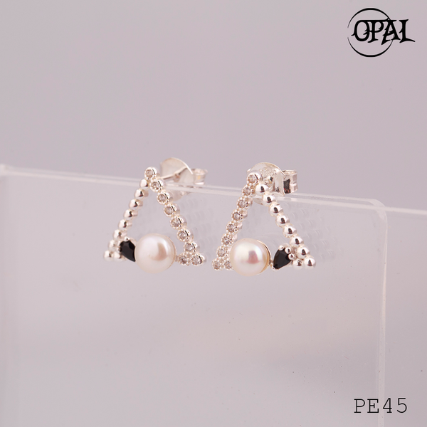  PE45 - Hoa tai bạc đính ngọc trai OPAL 
