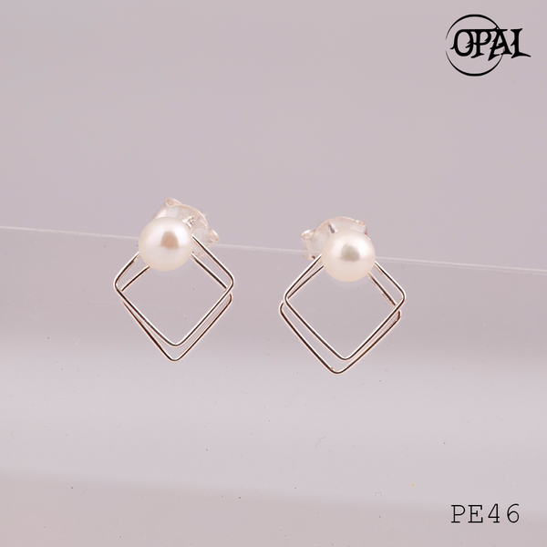  PE46 - Hoa tai bạc đính ngọc trai OPAL 