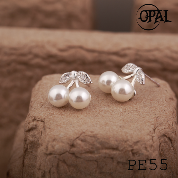  PE55 - Hoa tai bạc đính ngọc trai OPAL 
