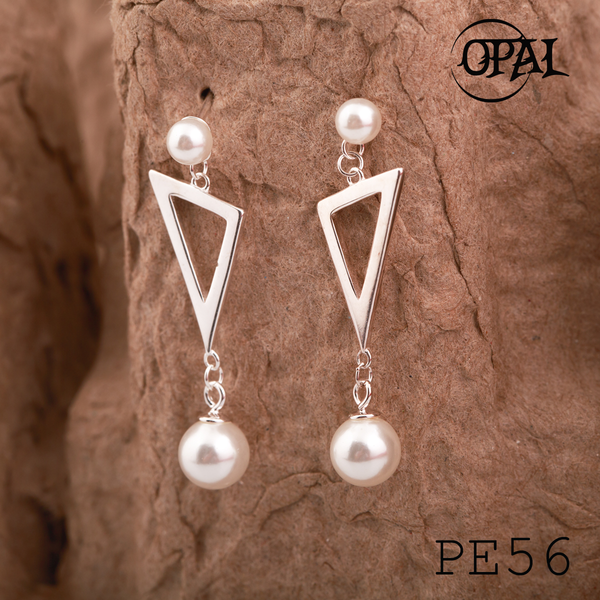  PE56 - Hoa tai bạc đính ngọc trai OPAL 