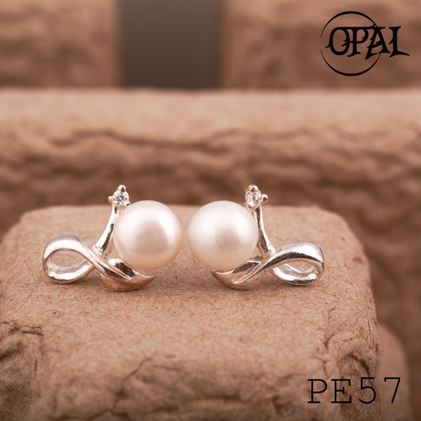  PE57 - Hoa tai bạc đính ngọc trai OPAL 