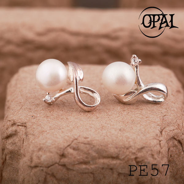  PE57 - Hoa tai bạc đính ngọc trai OPAL 