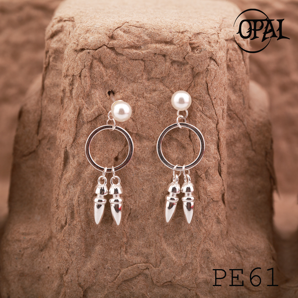  PE61 - Hoa tai bạc đính ngọc trai OPAL 