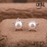  PE73 - Hoa tai bạc đính ngọc trai OPAL 