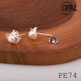  PE74 - Hoa tai bạc đính ngọc trai OPAL 