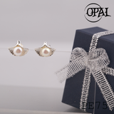  PE75 - Hoa tai bạc đính ngọc trai OPAL 